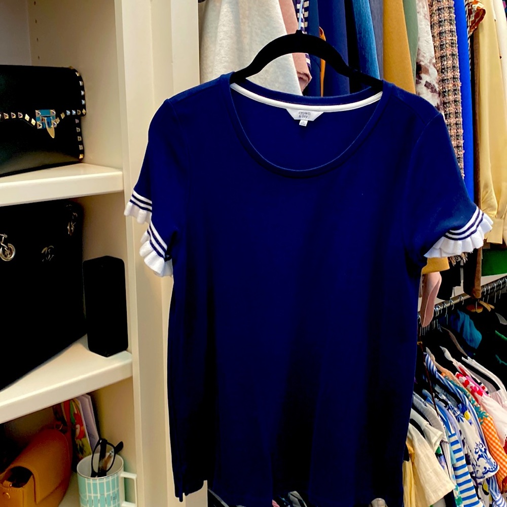 Cute Crown and Ivy Tee with ruffle sleeve detail